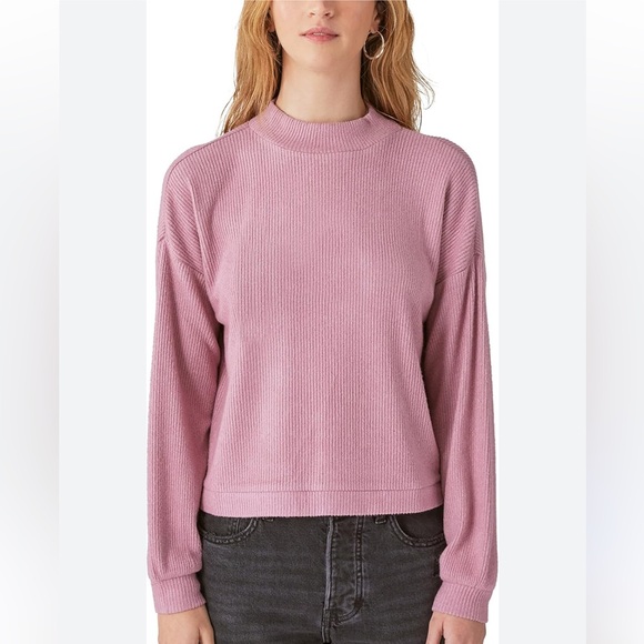 Lucky Brand Tops - Lucky Brand Cloud Rib Bubble Mock Neck Top in Color ‘Nostalgia Rose’
